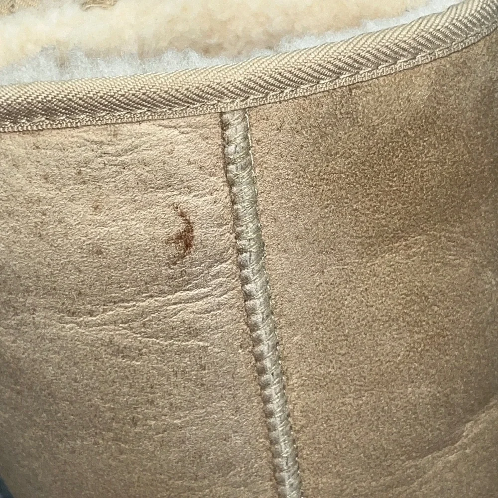 UGG Ultra Tall Boots Womens 6 Sand‎ Sheepskin Embroidered Braid 5245 Made in NZ